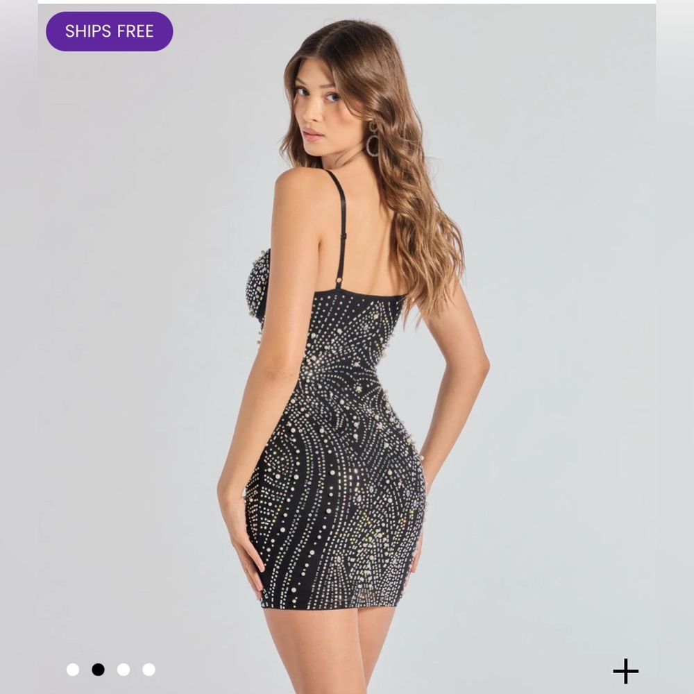 Windsor Sparkling Black, White Pearl and Silver Mini Dress